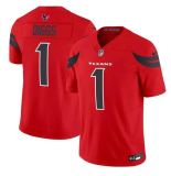 Men's Houston Texans #1 Stefon Diggs Red Red 2024 Alternate F.U.S.E Vapor Football Stitched Jersey