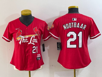 Women St. Louis Cardinals #21 Lars Nootbaar Red 2024 City Connect Stitched Baseball Jersey