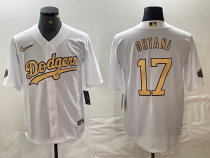 Men's Los Angeles Dodgers #17 Shohei Ohtani White/Gold Game Jersey