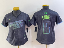 Women Tampa Bay Rays #8 Lowe Charcoal 2024 City Connect Limited Jersey