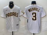 Men's San Diego Padres #3 Merrill White Cool Base Stitched Baseball Jersey