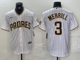 Men's San Diego Padres #3 Merrill White Cool Base Stitched Baseball Jersey