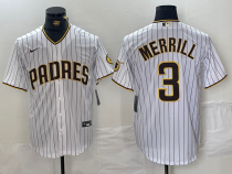 Men's San Diego Padres #3 Merrill White Cool Base Stitched Baseball Jersey