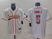 Men's Washington Commanders #5 Jayden Daniels White With Patch Cool Base Stitched Jersey
