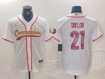 Men's Washington Commanders #21 Sean Taylor White With Patch Cool Base Stitched Jersey