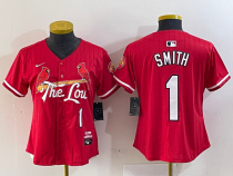 Women St. Louis Cardinals #1 Ozzie Smith Red 2024 City Connect Limited Stitched Jersey