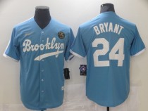 Men's Los Angeles Dodgers #24 Kobe Bryant Light Blue Throwback With KB Patch Cool Jersey