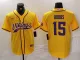 Men's Minnesota Vikings #15 Joshua Dobbs Yellow Cool Base Stitched Baseball Jersey
