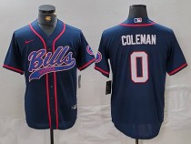 Men's Buffalo Bills #0 Keon Coleman Navy With Patch Cool Base Stitched Baseball Jersey