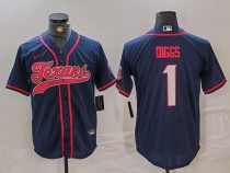 Men's Houston Texans #1 Stefon Diggs Navy With Patch Cool Base Baseball Stitched Jersey