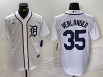 Men's Detroit Tigers #35 Justin Verlander White Blue Game Nike Jersey