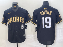 MLB San Diego Padres #19 Tony Gwynn Black Gold jersey