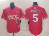 Men's St. Louis Cardinals #5 Albert Pujols Red 2024 City Connect Stitched Baseball Jersey