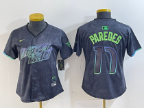 Women Tampa Bay Rays #17 Isaac Paredes Charcoal 2024 City Connect Limited Jersey