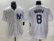 Men's New York Yankees #8 Yogi Berra White Cool Base Stitched Baseball Jersey