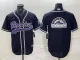 Men's Colorado Rockies Black Team Big Logo Cool Base Stitched Baseball Jersey