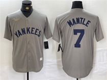 Men's New York Yankees #7 Mickey Mantle Gray Cool Base Stitched Baseball Jersey