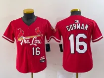 Youth St. Louis Cardinals #16 Nolan Gorman Red 2024 City Connect Limited Stitched Jersey