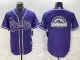 Men's Colorado Rockies Purple Team Big Logo Cool Base Stitched Baseball Jersey