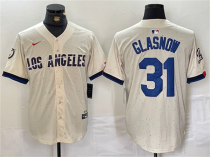 Men's Brooklyn Dodgers #31 Tyler Glasnow Cream Stitched Baseball Jersey