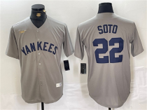 Men's New York Yankees #22 Juan Soto Gray Cool Base Stitched Baseball Jersey