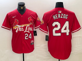 Men's St. Louis Cardinals #24 Whitey Herzog Red 2024 City Connect Limited Stitched Jersey