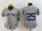 Copy MLB Yankees #25 Gleyber Torres Gray Women Jersey