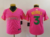 Youth San Diego Padres Merrill Pink Cool Base Stitched Baseball Jersey