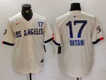 Men's Los Angeles Dodgers #17 Shohei Ohtani Cream 2024 City Connect Limited Stitched Jersey