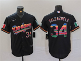 Men's Los Angeles Dodgers #34 Fernando Valenzuela Black Mexico Cool Base Stitched Jersey