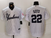 Men's New York Yankees #22 Juan Soto White Cool Base Stitched Baseball Jersey