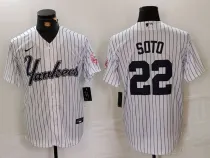 Men's New York Yankees #22 Juan Soto White Cool Base Stitched Baseball Jersey