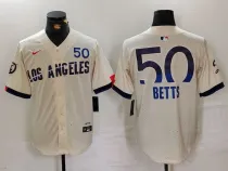 Men's Los Angeles Dodgers #50 Betts Cream 2024 City Connect Limited Stitched Jersey