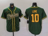 Men's Green Bay Packers #10 Love Green With Patch Cool Base Stitched Jersey