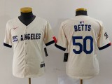 Youth Los Angeles Dodgers #50 Betts Cream 2024 City Connect Limited Stitched Jersey