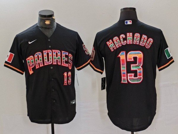 Men's San Diego Padres #13 Manny Machado Mexico Black Cool Base Stitched Baseball Jersey