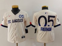 Youth Los Angeles Dodgers #5 Freddie Freeman Cream 2024 City Connect Limited Stitched Jersey