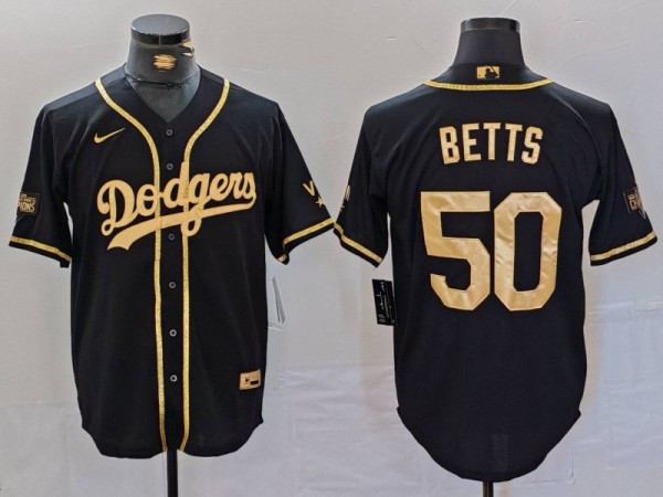 Men's Los Angeles Dodgers #50 Mookie Betts Black Stitched Baseball Jersey