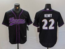 Men's Baltimore Ravens #22 Henry Black White Stitched Baseball Jersey