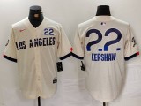 Men's Los Angeles Dodgers #22 Clayton Kershaw Cream 2024 City Connect Limited Stitched Jersey