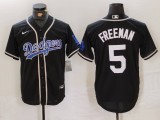 Men's Brooklyn Dodgers #5 Freddie Freeman Black Cool Base With Patch Stitched Jersey
