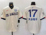Men's Los Angeles Dodgers #17 大谷翔平 Cream 2024 City Connect Limited Stitched Jersey