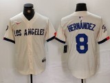 Men's Brooklyn Dodgers #8 Kiké Hernández Cream Stitched Baseball Jersey