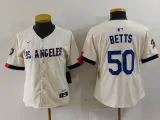 Women Los Angeles Dodgers #50 Betts Cream 2024 City Connect Limited Stitched Jersey