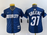 Youth Detroit Tigers #31 Greene 2024 Navy City Connect Cool Base Limited Jersey