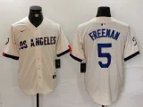 Men's Los Angeles Dodgers #5 Freddie Freeman Cream 2024 City Connect Limited Stitched Jersey