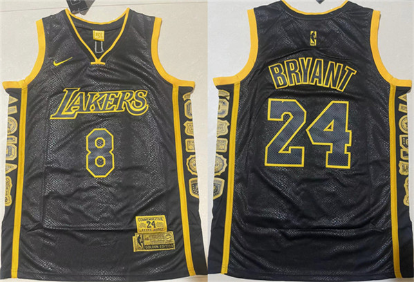 NBA Los Angeles Lakers Front #8 Back #24 Kobe Bryant Black Stitched Baseball Jersey