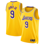 Men's Los Angeles Lakers #9 Bronny James Jr. Yellow 2024 Draft Icon Edition Stitched Jersey