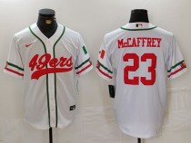 Men's San Francisco 49ers #23 Christian McCaffrey White Stitched Baseball Jersey