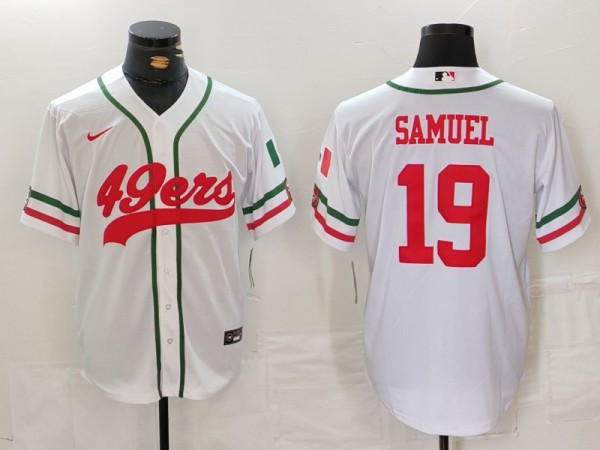 Men's San Francisco 49ers #19 Deebo Samuel White Stitched Baseball Jersey